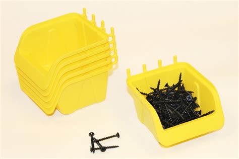 10 Pegboard Part Bins - Lemon Yellow Plastic