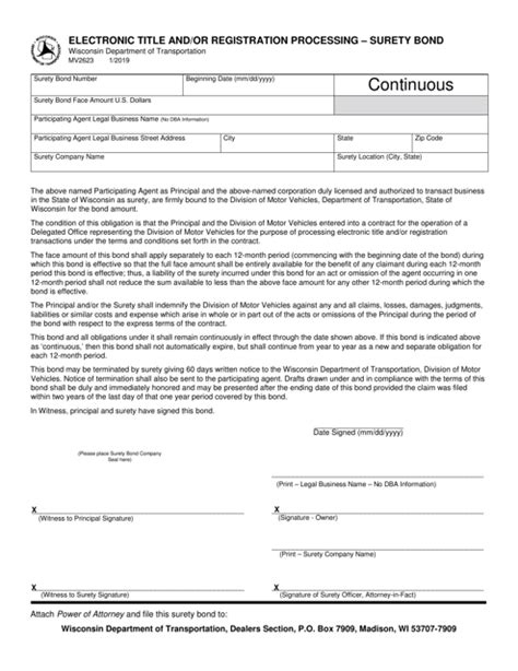 Form MV2623 - Fill Out, Sign Online and Download Fillable PDF, Wisconsin | Templateroller