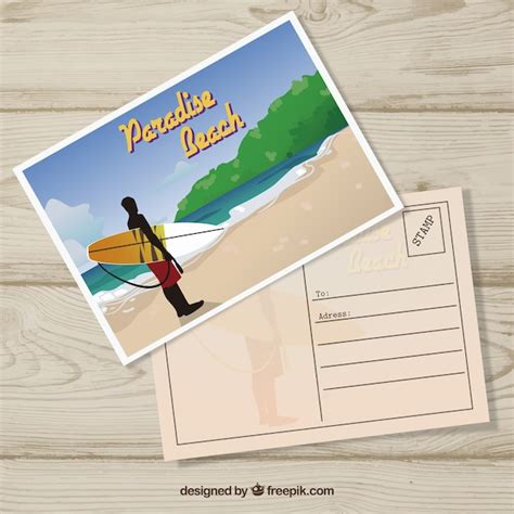 Free Vector | Flat travel postcard template with summer style