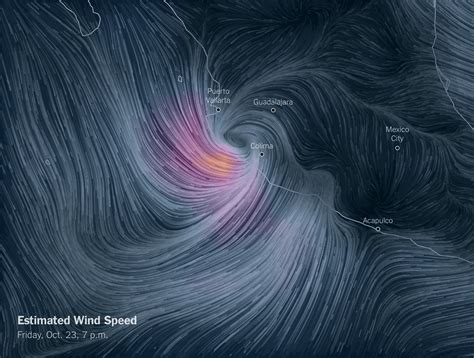 Wind Speed Map of Hurricane Patricia - driven by data