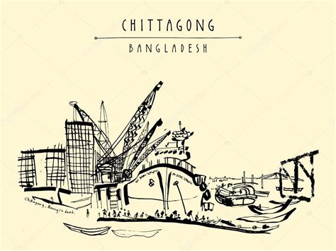 Port in Chittagong, Bangladesh Stock Vector Image by ©babayuka #112430548