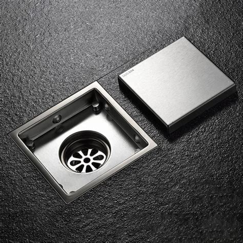 Bathroom Odor resistant Floor Drain Cover Square Shape Stainless Steel Shower Floor Grate Drain ...