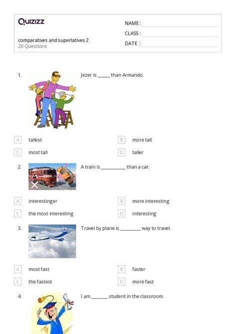 50+ Comparatives and Superlatives worksheets on Quizizz | Free & Printable