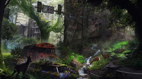 ArtStation - overgrown city street