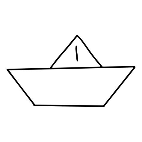 Paper boat drawn in the style of Doodle.Outline drawing by hand ...