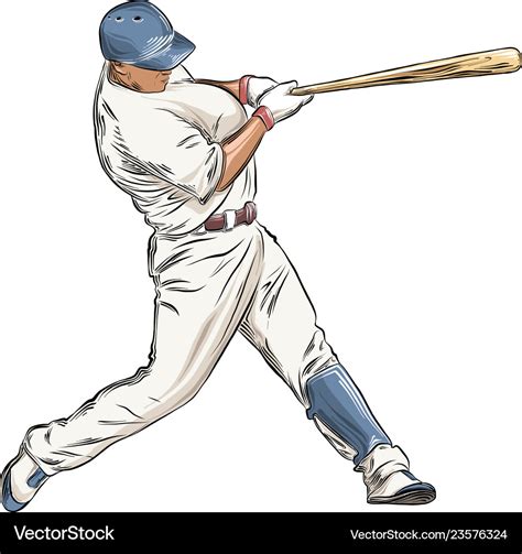 Hand drawn sketch of baseball player in color Vector Image