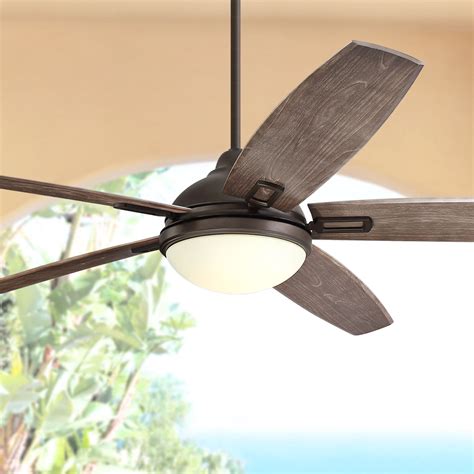 72" Casa Vieja Rustic Outdoor Ceiling Fan with Light LED Remote Control Bronze Frosted Opal ...