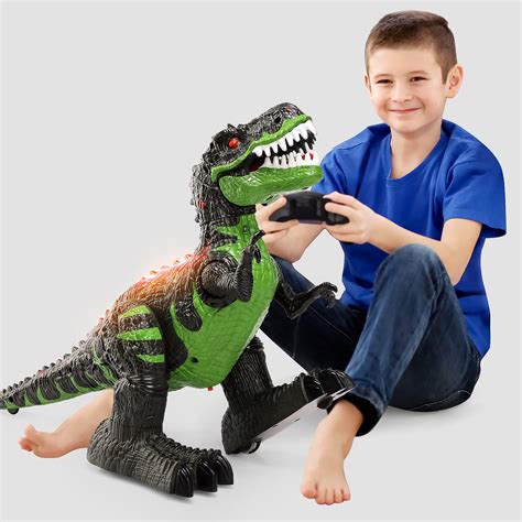 2.4Ghz Remote Control Dinosaur Toys, Walking Robot Dinosaur with LED Light & Sound, Simulation T ...