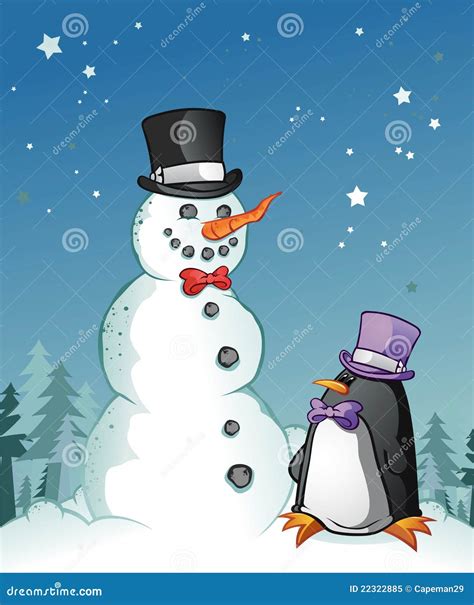 Christmas Penguin And Snowman Royalty Free Stock Photo - Image: 22322885