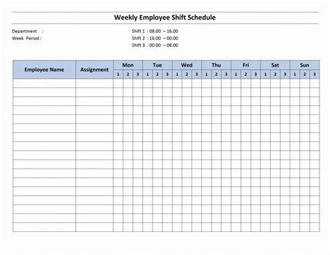 Weekly 8 Hour Shift Schedule