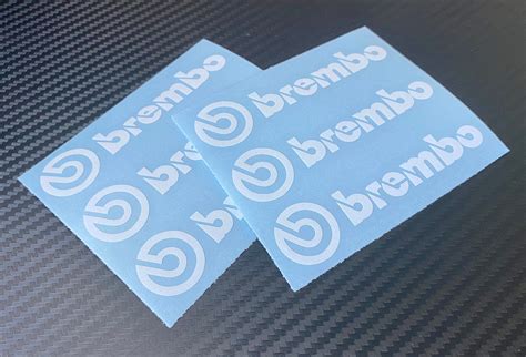 6 Brembo Decal Sticker Vinyl Caliper Brake White Heat Resistant 3 5/16 Wide You Choose Black ...