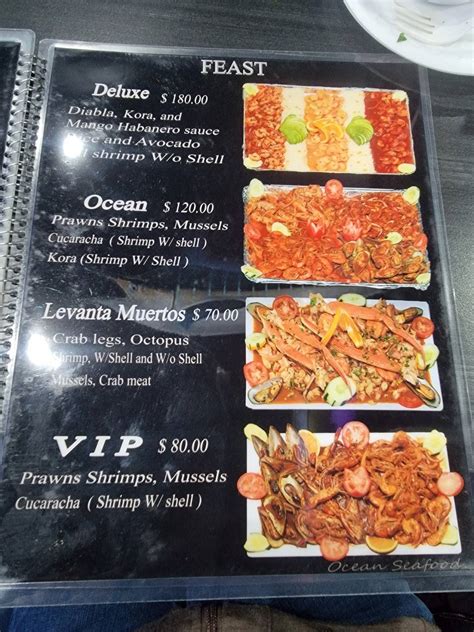 Menu at Ocean Seafood restaurant, Lindenhurst