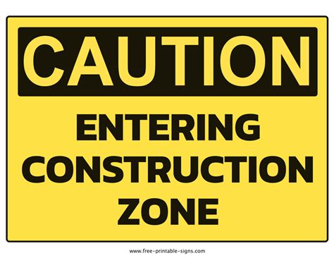 Printable Construction Zone Sign – Free Printable Signs