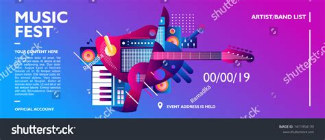 Music Festival Banner Design Template Event Stock Vector (Royalty Free) 1411954139 | Shutterstock