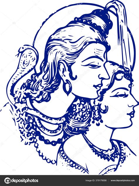 Lord Shiva Parvati Hindu Wedding Card Design Element Sketch Drawing Stock Illustration by ...