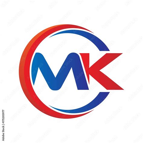 mk logo vector modern initial swoosh circle blue and red Stock Vector ...