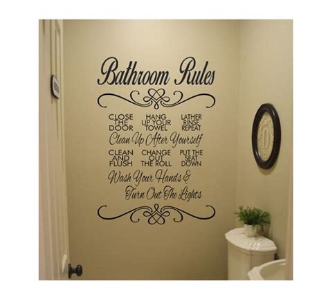 Bathroom Wall Quote Sign Vinyl Decal Sticker Bathroom Rules | Etsy