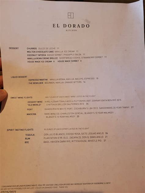 Menu at El Dorado Kitchen restaurant, Sonoma