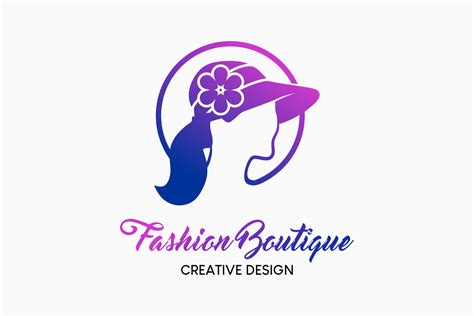 Beauty fashion logo design with creative concept of woman wearing hat ...