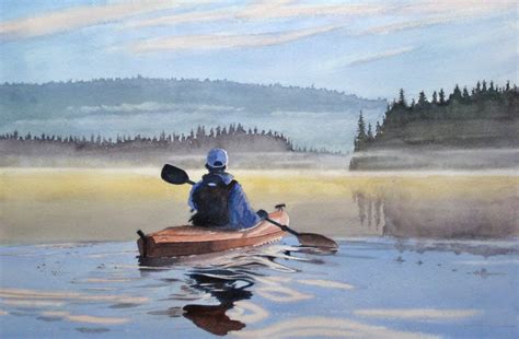 Featured Painting | Kayak art, Watercolor landscape paintings, Art