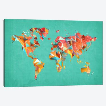 Flowers World Map Canvas Art Print by Michael Tompsett | iCanvas