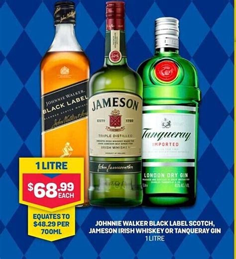 Johnnie Walker Black Label Scotch, Jameson Irish Whiskey Or Tanqueray Gin Offer at Bottlemart ...