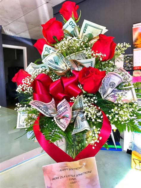 Birthday Money Flower Bouquet 10/18/17 LA ️ #flowers #money #roses | Money rose, Flower gift ...