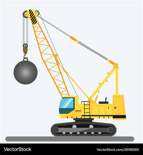 Wrecking ball crane heavy machinery Royalty Free Vector