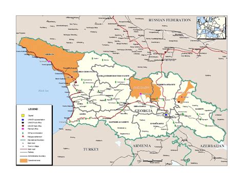 Detailed administrative map of Georgia with Abkhazia and South Ossetia | South Ossetia | Asia ...