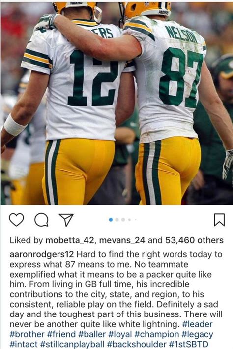 Aaron Rodgers posts goodbye to Jordy Nelson on Instagram | Jordy nelson, Men in uniform, Green ...