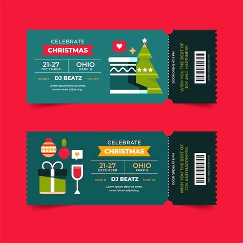 Free Vector | Flat christmas party ticket template