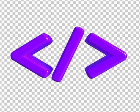 Premium PSD | Html icon purple sign 3d render