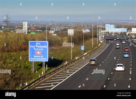 M1 Motorway J24 East Midlands one of the busiest Motorway Junction in the UK Stock Photo - Alamy