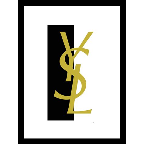 Yves Saint Laurent Logo Gold/Black 14" x 18" Framed Print | Fullbeauty Outlet