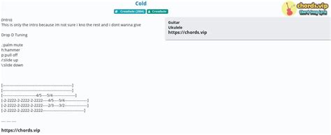 Chord: Cold - tab, song lyric, sheet, guitar, ukulele | chords.vip