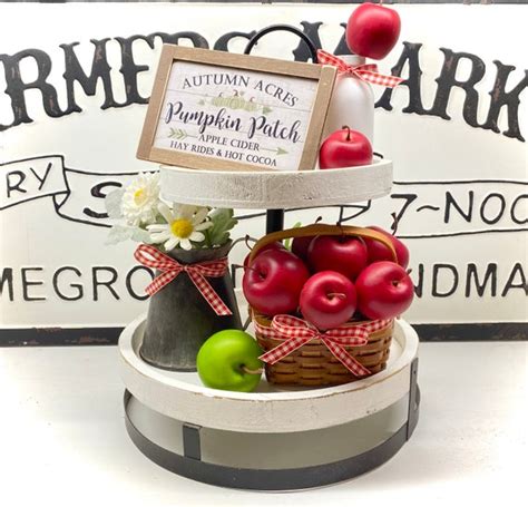 Apple Decor Mini Basket of Apples Apple Tiered Tray Decor | Etsy