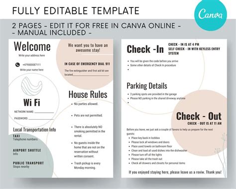 Stationery Templates Airbnb Host Airbnb House Rules Checkout Checklist ...