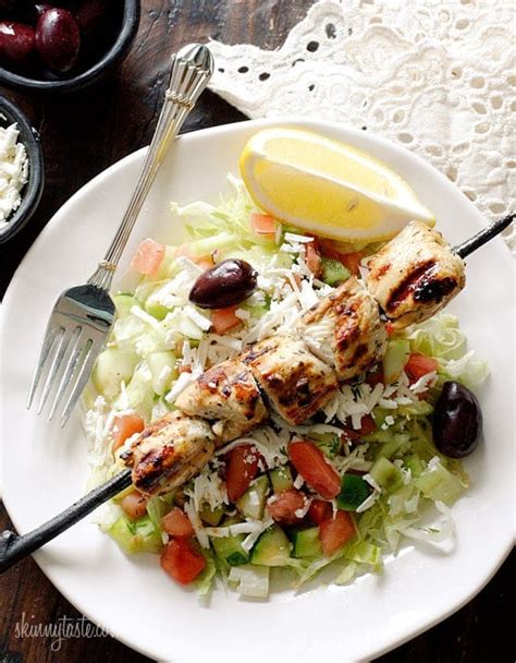 Mediterranean Chicken Kebab Salad - Skinnytaste