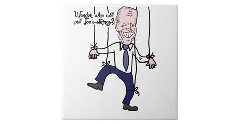 Funny Anti Joe Biden Puppet Political Cartoon Ceramic Tile | Zazzle