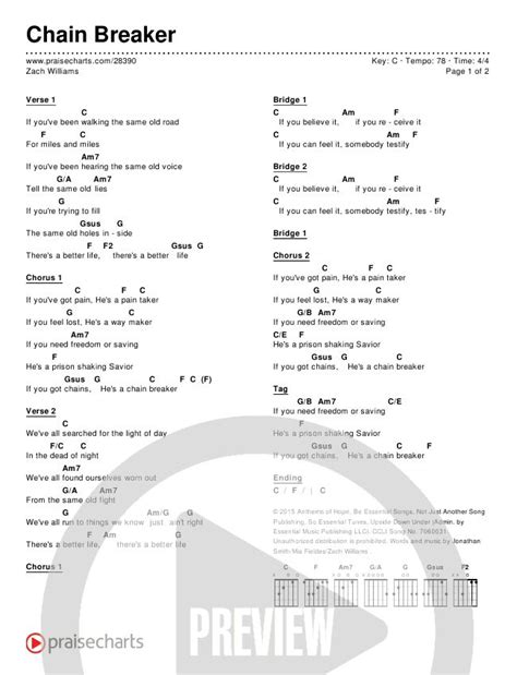 Chain Breaker Chord Chart + by Zach Williams | Christian ukulele songs ...