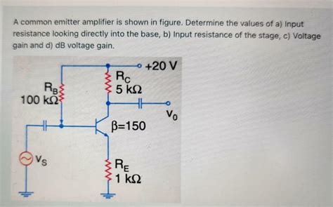 Solved A common emitter amplifier is shown in figure. | Chegg.com