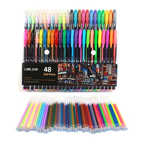 Hot 48pcs Gel Pen Set Refills Metallic Pastel Neon Glitter Sketch ...