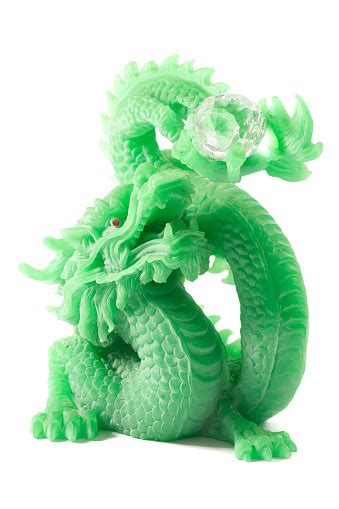 Jade Chinese Dragon Sculpture On White Background Stock Photo ...