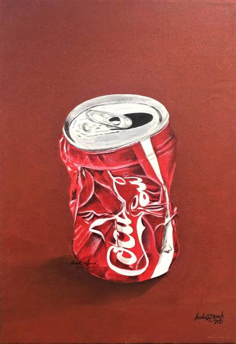 Crushed coke cola Can Painting by fadel ayoub | Saatchi Art