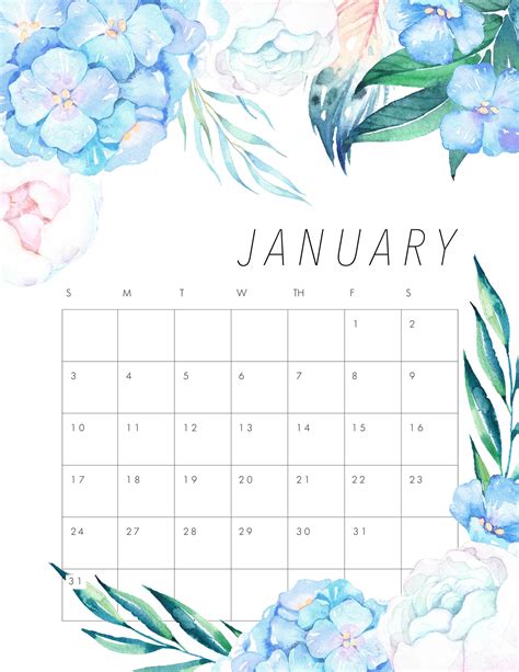 Free Printable 2021 Floral Calendar - The Cottage Market