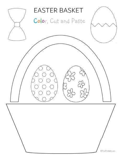 Easter Basket Color Cut and Paste – Free Printable