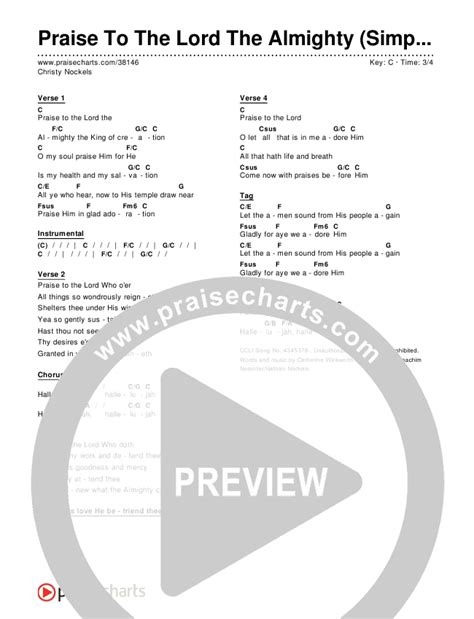 Praise To The Lord The Almighty (Simplified) Chords PDF (Christy Nockels) - PraiseCharts