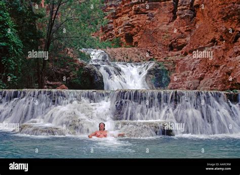 Christine swims below BEAVER FALLS along HAVASU CREEK GRAND CANYON ...