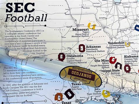 SEC Teams, SEC College Football Stadium Map – GeoJango Maps