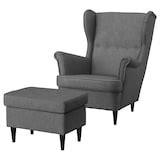 STRANDMON armchair and ottoman, Nordvalla dark gray - IKEA